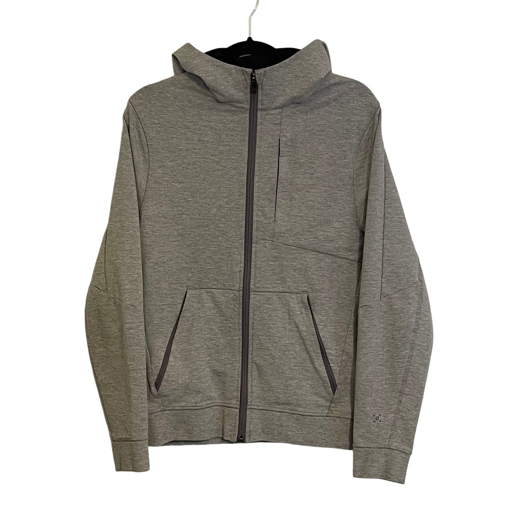 Lululemon Gray Heathered Full Zip Hoodie Jacket Logo Athleisure Men's Size S